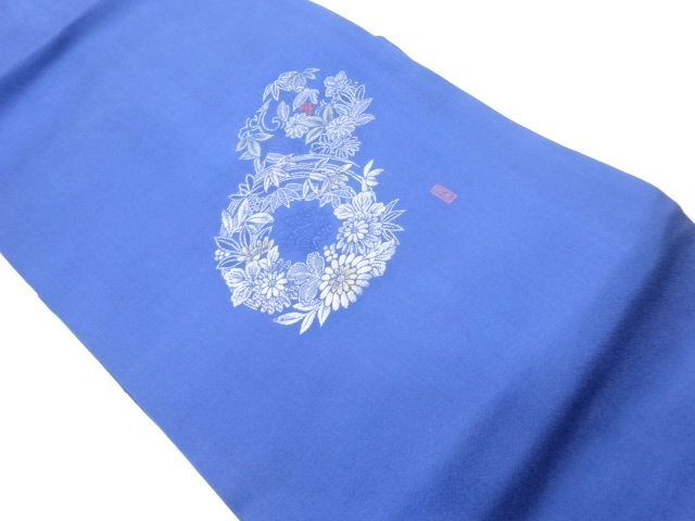 作家物　華文に蝶模様刺繍名古屋帯